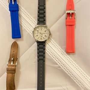 Fossil face watch and 4 bands